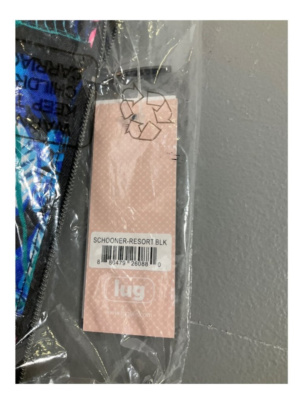 Lug Schooner Floral Black Compact Triangle Organizer - Unisex Fabric Zip Bag
